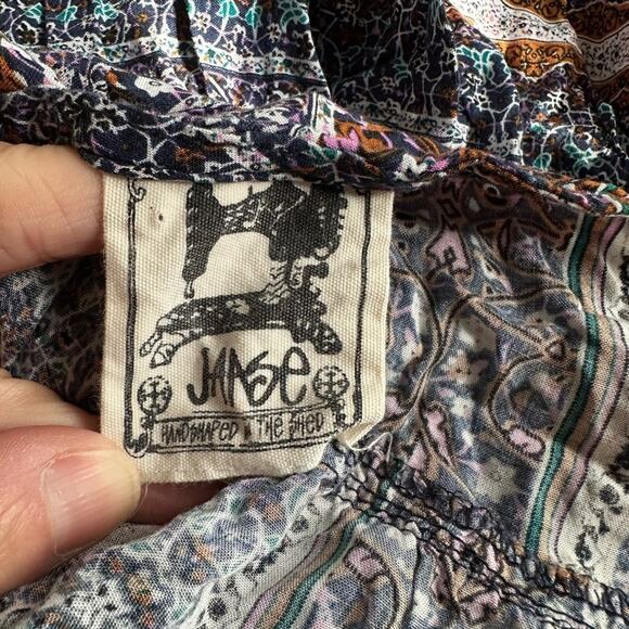 Jaase Midi Dress Button Up Purple Brown Fall Fairy Romantic Boho Prairie Peasant - Picture 6 of 9